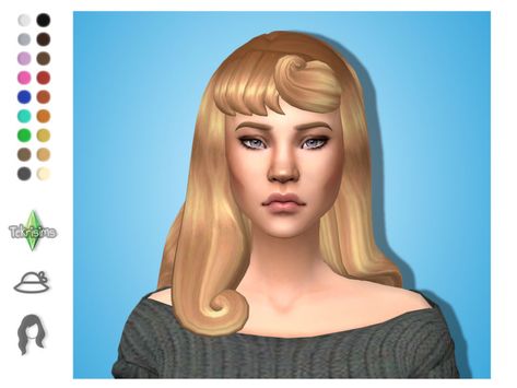 : Aurora;  Download ->『SimFileShare!』 Category: Hair... Sleeping Beauty Hair, Disney Princess Challenge, Sims Accessories, Aurora Hair, Disney Princess Hairstyles, Belle Hairstyle, Disney Challenge, Sims 4 Anime, Los Sims