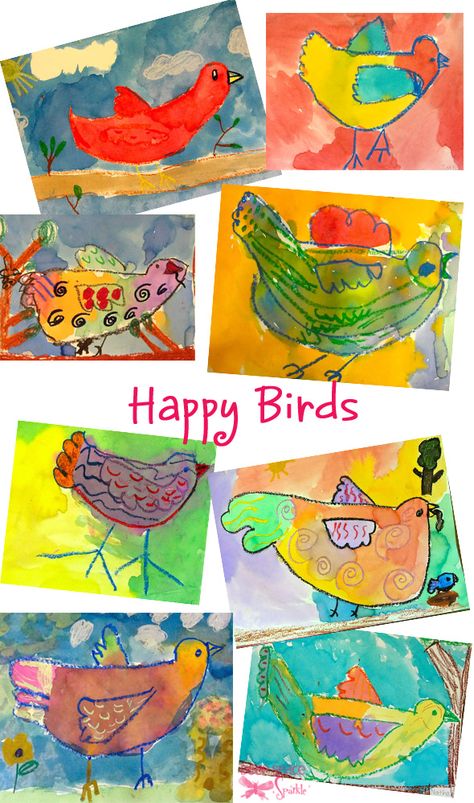 Watercolor Resist Lesson Oil pastels birds kindergarten kinders lesson art project 1st grade Birds Kindergarten, Watercolor Resist, First Grade Art, Kindergarten Art Lessons, Spring Art Projects, Kindergarten Art Projects, 2nd Grade Art, Art Projects For Kids, Elementary Art Projects