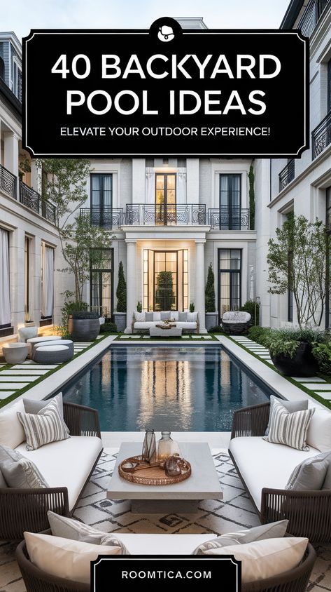 40 Backyard Pool Ideas: Sleek Modern Backyard Pool Designs for Urban Elegance! Integrate urban elegance with sleek and modern pool designs in your backyard. #UrbanElegance #SleekDesigns Modern Pool Designs, Luxurious Backyard, Modern Spanish Style, Glass Pool Fencing, Poolside Cabana, Creative Landscaping, Backyard Pool Ideas, Modern Pool, Glass Pool