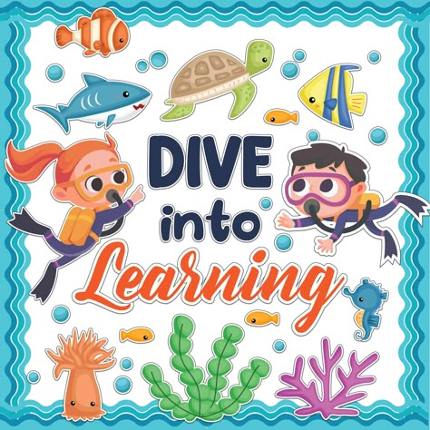 PRICES MAY VARY. BULLETIN BOARD DECOR - Decorate with 69 pcs of under the sea classroom decorations and ocean bulletin board decorations. Apply each dive into learning classroom decorations and paper to transform rooms into a fun and marine classroom setting. ENCOURAGE COLLABORATION - Each ocean decorations for classroom carries an uplifting & inspiring quote that motivates students. Each under the sea bulletin board set can cultivate teamwork & encourage them to collaborate like an ocean's ecos Ocean Classroom Decorations Sea Theme, Under The Sea Classroom Theme Preschool, Underwater Classroom Theme, Ocean Themed Classroom Ideas, Under The Sea Bulletin Board, Ocean Theme Kindergarten, Under The Sea Classroom Theme, Sea Bulletin Board, Ocean Bulletin Board