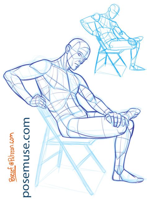 Pose Reference Drawing Reference Poses Male Sitting, Poses For Artists, Sitting Pose Reference, Human Figure Sketches, Chair Pose, Male Pose Reference, Sketch Poses, Body Sketches, Anatomy Sketches