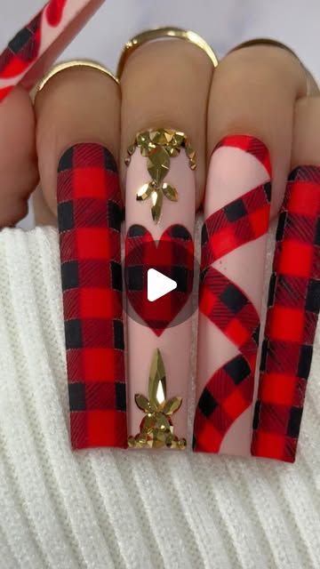 Diy Acrylic Nails, Plaid Nails, Art Brush, Fall Plaid, Manicure Ideas, Red Art, Royal Red, Fall Nail Designs, Art Brushes