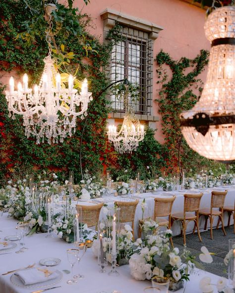 Lush florals and elegant chandeliers for T&N's Wedding reception at Villa @mangiacane 😍 All this beauty designed by… | Instagram Ornate Wedding Chandelier Earrings, Boho Floral Chandelier Wedding, Villa Mangiacane, Dancefloor Floral Chandelier, Elegant Chandeliers, Beauty Design, November 17, Italian Wedding, Chandeliers