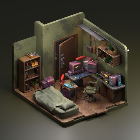 Punk Room, Isometric Room, Room Moodboard, Horror Room, Props Concept, Blender Models, Hospital Room, Isometric Design, Substance Painter