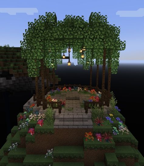 Minecraft Elf House Ideas, Cute Minecraft Enchanting Area, Cute Minecraft World Ideas, Minecraft Elf Village, Fairy Forest Minecraft, Fairy Library Minecraft, Minecraft Wedding Ideas, Enchanted Table Minecraft Design, Minecraft Date Builds