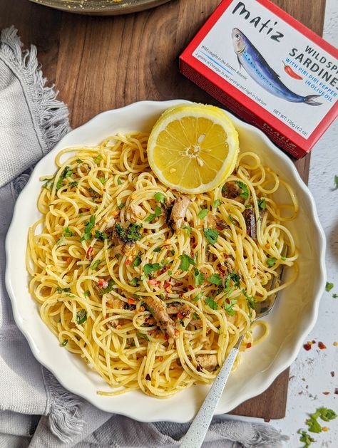 Lemon Sardine Pasta Sardines Pasta, Sardine Pasta, Sardine Recipes, Making Pasta, Lemon Pasta, Quick Weeknight Meals, Pasta Shapes, Easy Lunches, Lemon Zest