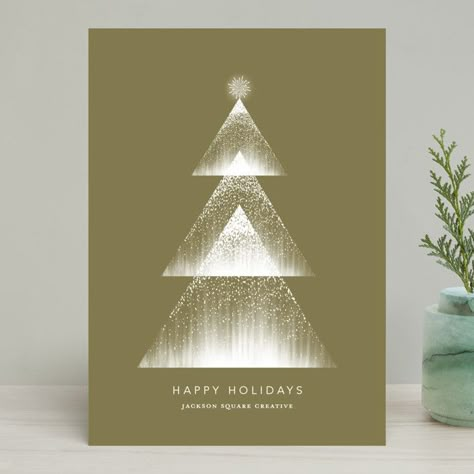 "Lights" - Modern Business Holiday Cards in Deep Forest by Vivian Yiwing. Business Christmas Greetings, Corporate Holiday Cards, Christmas Graphic Design, Modern Christmas Cards, Business Holiday Cards, Christmas Card Art, Holiday Design Card, Religious Christmas, Christmas Holiday Cards