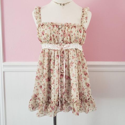 Dainty #y2k floral babydoll Liz Lisa cami top. Size... - Depop Babydoll Core, 2000s Gyaru, Coquette Ballet, Princess Diaries, Liz Lisa, Cami Top, Style Board, Cami Tops, Medium Length