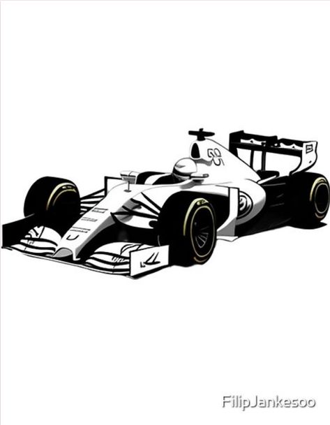 A black-and-white race car, sleek and low to the ground, zooms down the track with effortless grace. Its monochrome exterior exudes an aura of sophistication and power as it cuts through the air, leaving a trail of speed and precision in its wake. Monochrome Exterior, Redbubble Products, Black And White Drawing, Black And White Illustration, Coloring Book Art, Racing Car, Race Car, Line Drawing, Formula 1