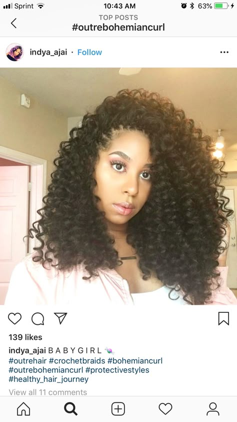 Mayde Beauty Crochet Hair, Bohemian Curls Weave Hairstyles, Crochet Braid Styles Curls, Black Hairstyles Crochet, Bohemian Crochet Hair, Expression Braiding Hair, Crochet Hair Styles Freetress, Outre Hair, Havana Twists