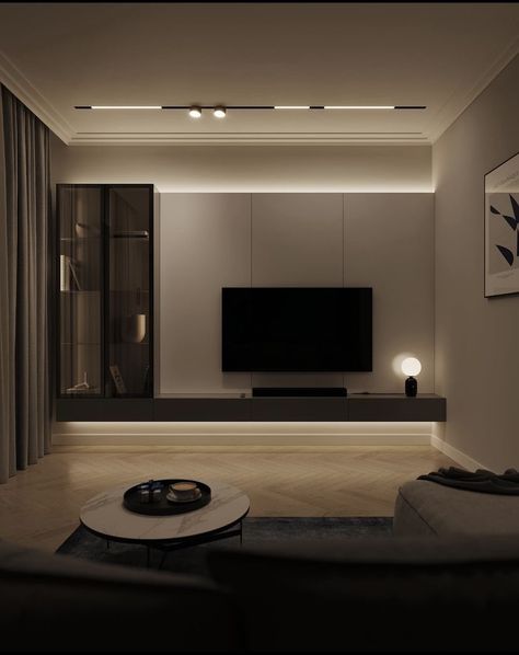 Living Room Designs Wood, Dark Modern Apartment, Living Room Tv Stand Ideas, Tv Table Design, Tv Console Ideas Living Rooms, Living Room Tv Furniture, Tv Stand Styling, Contemporary Tv Wall, Tv Shelf Ideas