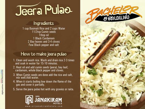 Bachelor Samayal - Jeera pulao is a very simple and delicious recipe which goes very well with any gravy. #srijanakiram‬ #jeera #pulao #bachelor #samayal Bachelor Recipes, Bachelor Kitchen, Telugu Recipes, Variety Rice, Andhra Recipes, Kofta Recipe, Written Recipes, Indian Rice Recipes, Cloud Kitchen