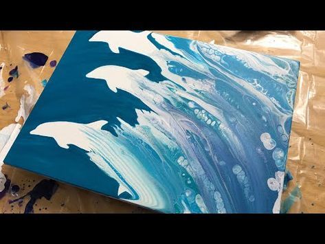 Dolphin Painting, Paint Pours, Acrylic Paint Pour, Acrylic Paint Pouring, Acrylic Pouring Techniques, Pour Paint, Flow Painting, Pour Art, Fluid Acrylic Painting