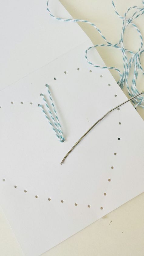 How to Make Hand Sewn Greeting Cards | Use Baker's Twine to Make a Gorgeous DIY Card for Valentine's Day Mother's Day, or Any Other Holiday | Destination Decoration Sewing Cards, Embroidery Cards, Stitching Cards, Handmade Envelopes, Paper Embroidery, Mors Dag, Cards For Friends, Sewing Gifts, String Art