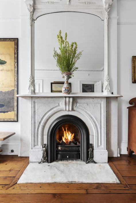 Arch Entryway, West Village Townhouse, Three Story House, Townhouse Garden, Parlor Floor, Marble Fireplace Mantel, Winding Staircase, New York Homes, Brooklyn Heights