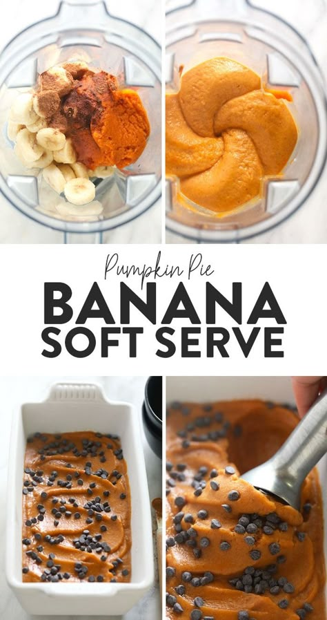 Nice cream made to taste like pumpkin pie? Heck yes! Made in less than 5 minutes, this vegan frozen treat tastes just like fall! Banana Nice Cream Recipes, Popular Desserts Recipes, Nice Cream Recipe, Fit Foodie Finds, Banana Nice Cream, Pumpkin Ice Cream, Pumpkin Pie Bars, Homemade Pumpkin Pie, Fit Foodie