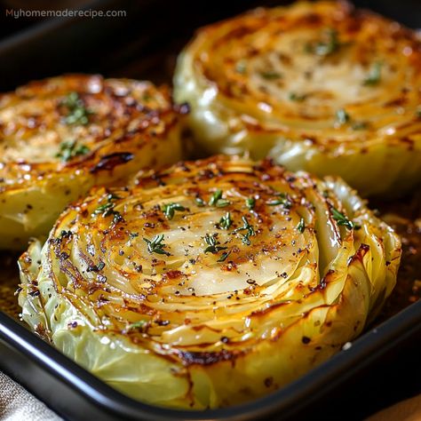 Oven Cabbage Steaks, Roasted Cabbage Steaks Oven, Cabbage Steaks Grilled, Baked Cabbage Wedges, Cabbage Steak, Baked Cabbage Steaks, Cabbage Steaks Recipe, Baked Olives, Roasted Cabbage Steaks