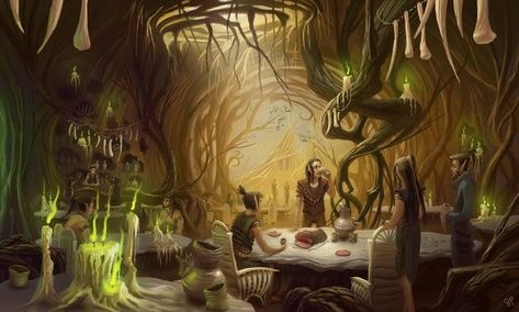 Valenwood Tavern Interior by Sam Perin - ImaginaryTaverns | Fantasy tree, Fantasy aesthetic, Fantasy inspiration Landscapes Fantasy Art, Tree Fantasy Art, Tavern Interior, Skyrim Oc, Dnd Places, Fantasy Interior, Fantasy Tree, Fiction Idea, Art Landscapes