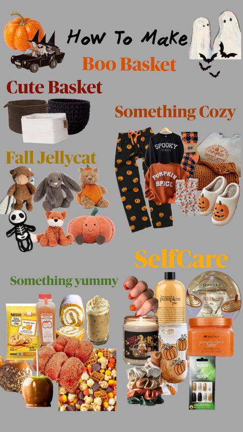 #boobasket #fallvibes #halloween Boo Basket Ideas For Best Friend, Halloween Things To Do, Halloween Bucket List, Halloween Sleepover, Fall Gift Baskets, Making A Gift Basket, Halloween Gift Baskets, Nestle Toll House, Holiday Baskets