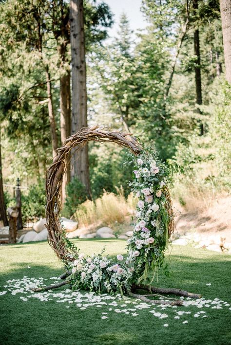 Moon gate wedding arch at Skypark Weddings in Lake Arrowhead | James Tang Photography  #skypark #skyparkweddings #lakearrowhead #moongate #arch #weddingarch #circlearch #mountainwedding #floral Moon Gate Wedding Arch, Moon Gate Wedding, Backdrops Ideas, Wedding Arbors, Moon Gate, Party Backdrops, Wedding Arches, Lake Arrowhead, Fairy Wedding