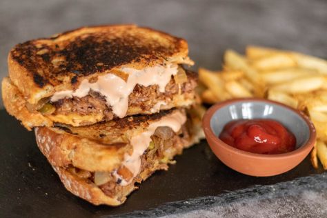 Vegan Patty Melt — 86 Eats Vegetarian Patty Melt, 86 Eats, Vegan Patty, 1000 Island Dressing, Burgers Homemade, Vegetarian Patty, 1000 Island, Patty Melt Recipe, Beyond Meat Burger