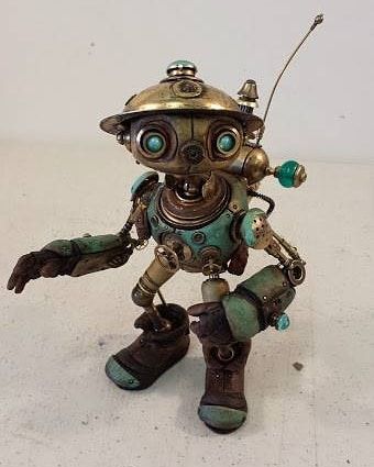 #robotsculptur Robot Real, Robots Design, Puppet Diy, Homemade Robot, Robot Soldier, Steampunk Robots, Steampunk Robot, Toy Robot, Vintage Robots