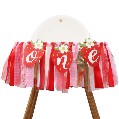 PRICES MAY VARY. THE BEST BIRTHDAY GIFT FOR YOUR BABY - Looking for so many strawberry highchair banner, Is this the most attractive to you? Are you still worried about your baby's birthday party? Believe in your vision, this is your best choice. PRODUCT USE IS BEYOND YOUR IMAGINATION - Just tie the strawberry highchair banner around the high chair sides to secure it. Besides using this strawberry highchair banner on your child's high chair, consider using it for a birthday party decor, photo sh Strawberry Shortcake One Year Old Birthday Party, Strawberry Shortcake Centerpieces Ideas 1st Birthday Parties, Berry First Birthday Highchair Banner, Strawberry First Birthday Highchair Banner, Strawberry Monthly Banner, 1st Birthday Party Decorations, 1st Birthday Cake Smash, First Birthday Party Decorations, Birthday Photo Props