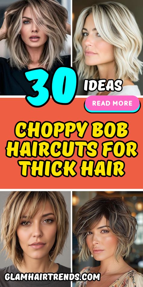 Choppy Bob Haircuts for Thick Hair: The Ultimate Style Guide Inverted Bob Hairstyles Wavy Hair, Short Bobs For Thick Wavy Hair, Short Bobs For Thick Hair Over 40, Short Haircuts With Bangs Round Face, Short Haircuts For Wavy Thick Hair, Haircuts For Round Faces And Thick Hair, Choppy Bob Haircuts For Thick Hair, Short Thick Hair Styles For Women, Short Haircuts For Thick Wavy Hair