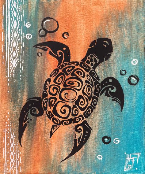 #art #painting #tribal #turtle Ocean Turtle Painting, Sea Turtle Art Painting Acrylic, Sea Turtle Painting Easy, Easy Turtle Painting, Turtle Painting Ideas, Turtle Painting Acrylic, Turtle Abstract, Dolphins Mosaic, Beachy Paintings