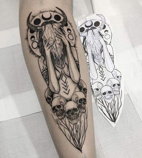 Scary Tattoo Designs, Tattoo Ideas Dark, Forarm Tattoos, Wicked Tattoos, Witch Tattoo, Scary Tattoos, 4 Tattoo, Creepy Tattoos, Horror Tattoo