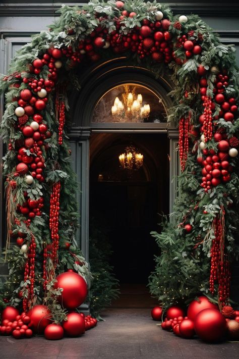 christmas decoration ideas Christmas Tree Wonderland, Business Christmas Decorations Outdoor, Event Christmas Decor, Xmas Door Decoration, Country Club Christmas Decor, Townhome Christmas Decor, Balcony Christmas Tree, Grand Christmas Tree, Christmas Porch Ideas Holiday Decorating