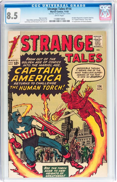 Silver Age (1956-1969):Superhero, Strange Tales #114 (Marvel, 1963) CGC VF+ 8.5 White pages.... Image #1 The Human Torch, Marvel Covers, Arte Nerd, Captain America Comic, Marvel Comics Covers, Silver Age Comics, The Fantastic Four, Strange Tales, Human Torch