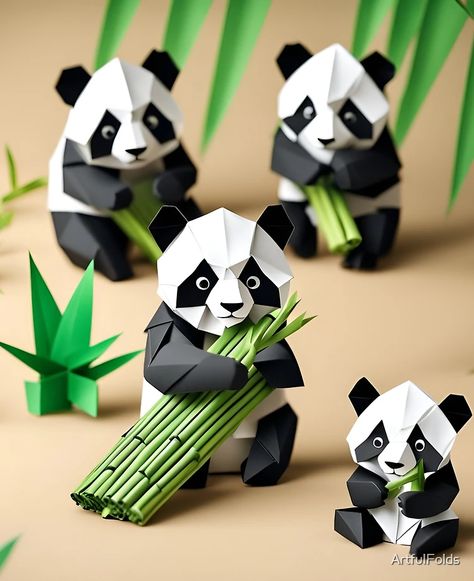 "Origami Art - Bamboo Banquet: Adorable Baby Pandas Delight in Feasting" iPad Case & Skin for Sale by ArtfulFolds | Redbubble Origami Panda, Baby Pandas, Lip Designs, Baby Panda, Origami Art, Gentle Giant, Adorable Baby, Ipad Case, Animals Wild