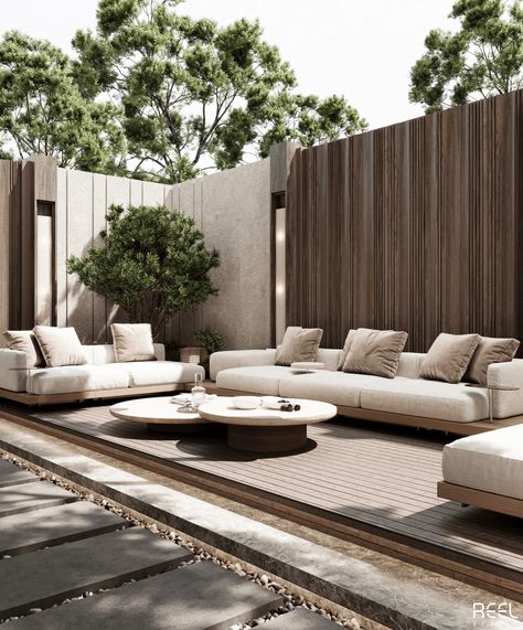 Villa Garden Landscape :: Behance Inside Garden Ideas Interiors, Villa Garden Design Landscaping, Terrace Landscape Design, Villa Landscape Design, Landscape Villa, Villa Landscape, Wood Landscape, Dining Room Design Luxury, Terraced Landscaping