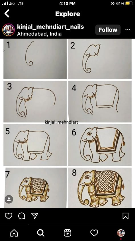 Step By Step, Elephant, Paint, Gold, Design