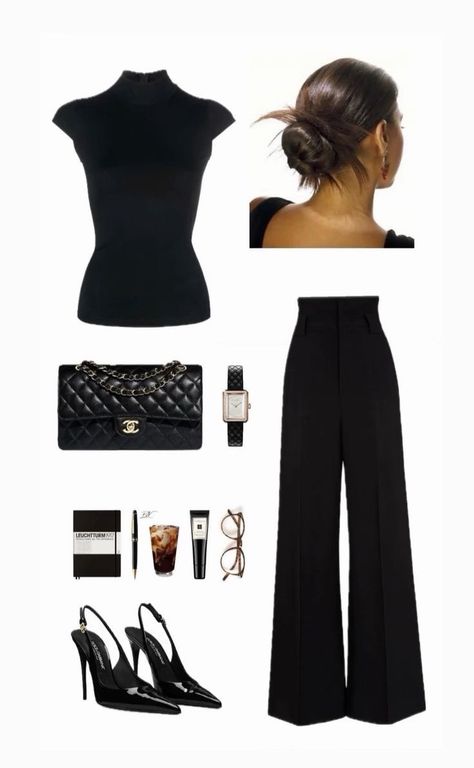 Lawyer Style Aesthetic, Very Formal Outfit, Lawyer Outfit Casual, Deca Business Outfits, Work Events Outfits, Turtleneck Black Outfit, Classy Hostess Outfit, Concert Black Outfit Orchestra Formal, Polyvore Outfits Classy Casual