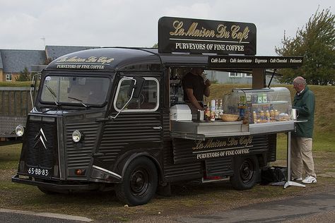 Citroen H Van - La Maison Du Cafe - Mobile Coffee Shop  |  Steven Gray via Flickr Kombi Food Truck, Coffee Food Truck, Citroen H Van, Vintage Coffee Shops, Mobile Cafe, Food Vans, Mobile Coffee Shop, Coffee Trailer, Coffee Van