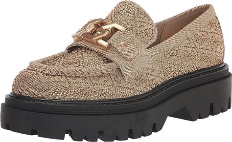 GUESS Women's Keatee Loafer Amazon Affiliate #fashiontrends #backtoschooloutfit #fall2023 Guess Loafers, Loafers Outfits, Heel Loafers, Guess Logo, Loafers Online, Platform Loafers, Loafers Style, Famous Footwear, Mens Fashion Trends