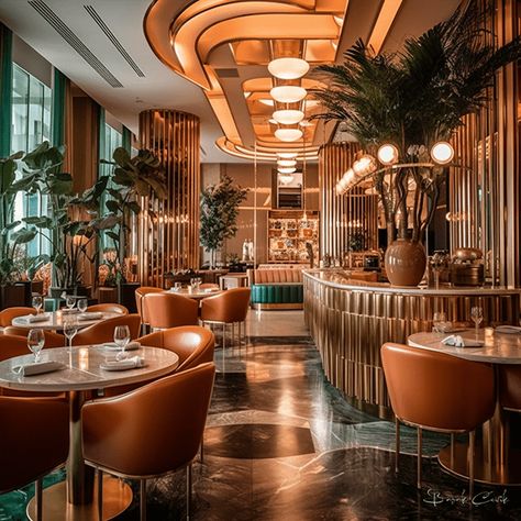 Modern Classic Restaurant Interior Design, Modern Art Deco Restaurant, Luxurious Restaurant Interior, Luxury French Restaurant, Fancy Restaurant Interior, Art Deco Restaurant Interior, Elegant Restaurant Interior Design, Fine Dining Restaurant Interior Design, Restaurant Patio Design