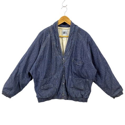 RARE Vintage Japanese Brand Edwin Workwear Jacket Denim Chore Coat Edwin Bomber Chore Jacket Americana Heavy Coat Jean Jacket Blue Medium Japanese Chore Jacket, Japanese Workwear Vintage, Americana Fashion Men, Vintage Indigo Cotton Denim Jacket, Kapital Denim, Japanese Workwear, Light Blue Jacket, Vintage Pre-washed Indigo Outerwear, Workwear Vintage