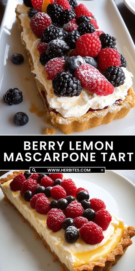 This Berry Lemon Mascarpone Tart is a dreamy combination of tangy lemon, creamy mascarpone, and juicy fresh berries, all nestled in a buttery crust. Light, refreshing, and bursting with flavor, it’s the perfect dessert for spring, summer, or any time you crave something elegant yet easy to make. Whether for brunch, a special occasion, or just because, this tart is sure to impress! Mascarpone Tart, Lemon Mascarpone, Valentines Desserts, Valentine Desserts, Fresh Berries, Perfect Desserts, Just Because, Tart, Berry