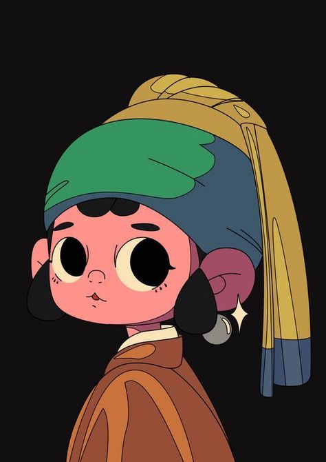 Design Illustration Art, Girl With A Pearl Earring, Illustrations Art, 카드 디자인, Arte Inspo, Pearl Earring, Cartoon Character Design, Illustration Character Design, Cartoon Illustration