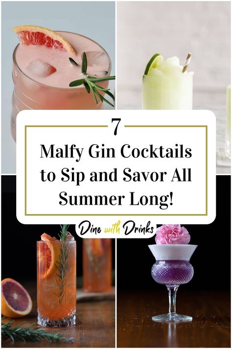 Collage of 4 malfy gin cocktails. Malfy Gin, Gin Based Cocktails, Best Gin Cocktails, Gin Recipes, Gin Cocktail Recipes, Gin Cocktail, Gin Fizz, Gin Cocktails, Cocktail Making