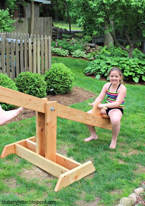 Seesaw Diy, Kids Seesaw, Playgrounds Architecture, Outdoor Play Space, See Saw, Kids Backyard Playground, Basement Inspiration, Making Wooden Toys, Diy Playground