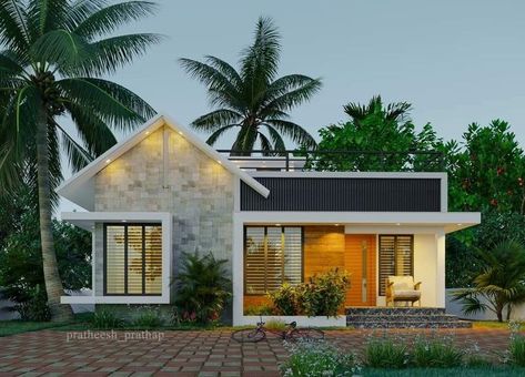 Pin by Samlyn Flomo on house | Small house design exterior, Kerala house design, Modern exterior house designs Front Door Paint Ideas, Door Paint Ideas, Modern Exterior House, Garden Front Porch, Small House Design Kerala, House Design Modern, Front Door Paint, Small House Architecture, Single Floor House Design