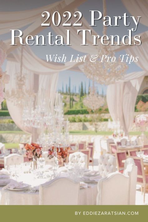 Take a peek at an event planner's party rental wish list. Party rentals completely transform a space and carry a theme, elevating the guest experience. Get inspired for your next event! Event Styling Business, Unique Party Rental Ideas, Event Rental Business Ideas, Party Rental Business Ideas, Event Rentals Showroom, Rental Organization, Party Rental Ideas, Party Rentals Business, Event Rental Business