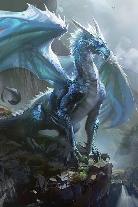 Ice Dragon Art, Water Dragon Art, White And Blue Dragon, Blue Dragon Art, Light Blue Dragon, Air Dragon, Diamond Dragon, Water Dragons, Adventure Quest