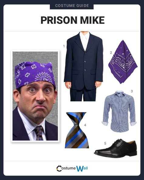 The Office Costumes, Mike Costume, The Office Michael Scott, Office Halloween Costumes, Office Michael Scott, Meme Costume, Prison Mike, Office Halloween, Spirit Week Outfits