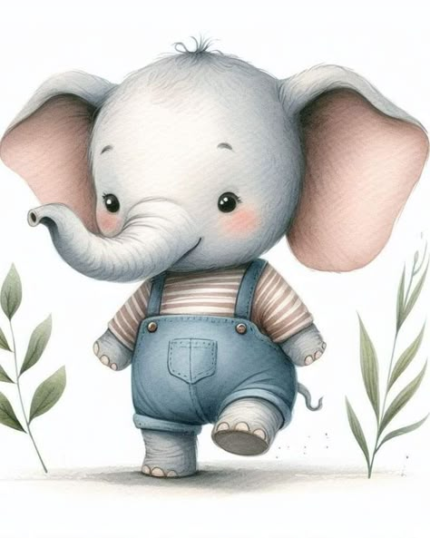 Cartoon Elephant Drawing, Elephant Art Drawing, Easy Balloon Animals, Cute Animals Clipart, Christmas Farm Animals, Animal Pictures For Kids, Baby Room Paintings, Farm Clipart, Clipart Animals