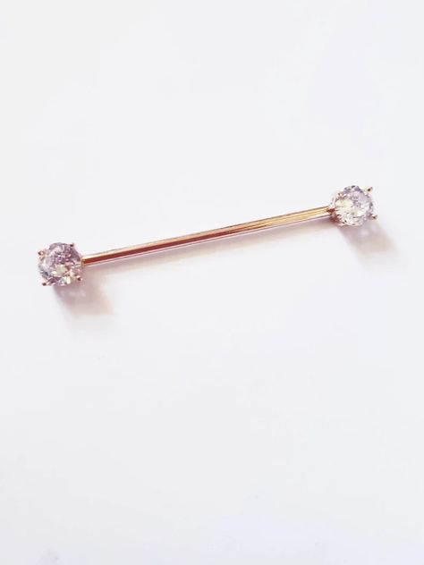 Gold Industrial Piercing Bar, Cute Industrial Piercing, Industrial Bar Earring, Industrial Bar Piercing, Piercing Industrial, Industrial Earrings, Industrial Piercing Jewelry, Bar Earring, Face Piercings